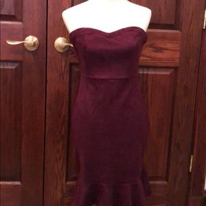 Suede strapless dress